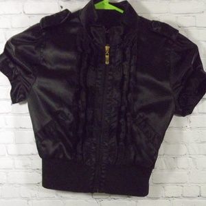 Ashley Size M Women SS Jacket Zip Front Black